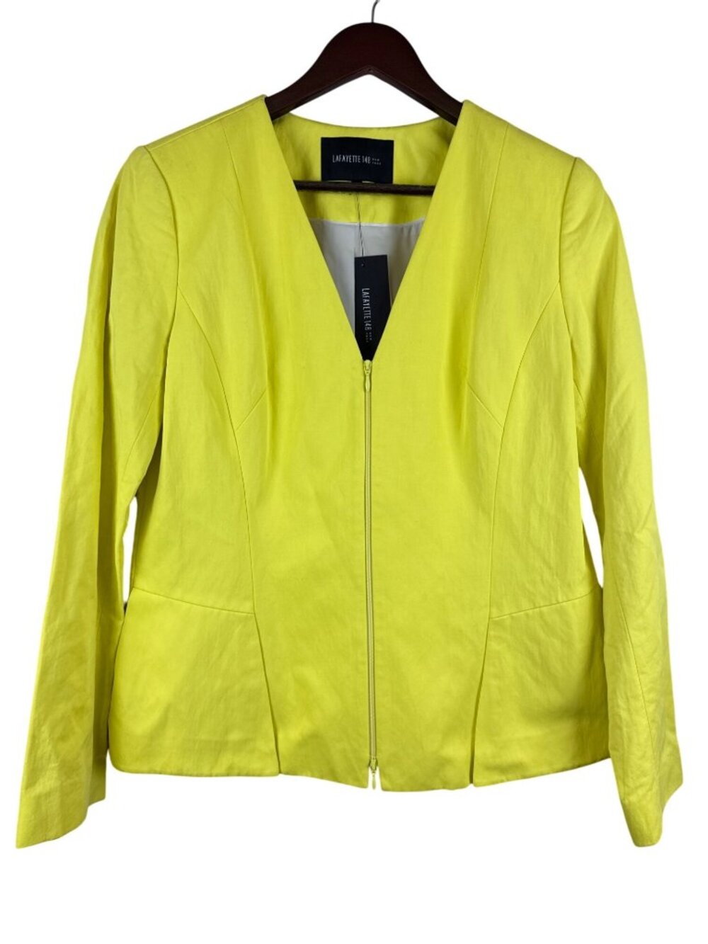 Lafayette 148 NY Lemonade Yellow Full Zip Front Jacket Size 10 NWT $498 Women's